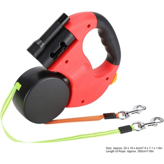 Dog Leashes, Traction Rope, Double Headed abs led + Auto Stretch Nylon for Pet Products for Dogs and Cats - Scarlet