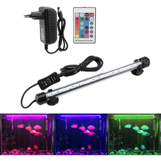 Colorful led Aquarium Light Submersible Fish Tank Lamp Waterproof Tube Aquarium Color Light Aquarium Submersible Lights (MF-15U 28cm)