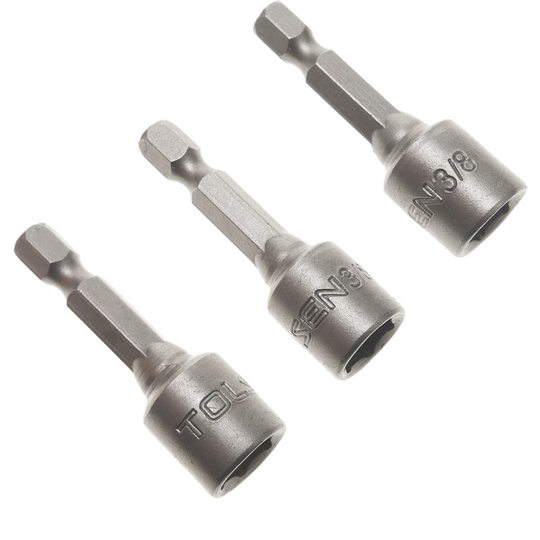 Tolsen - Power nut socket driver 3 pieces 3/8" mm x 48 mm bit 1/4 hex shank tool drill bit adapter by Tolsen
