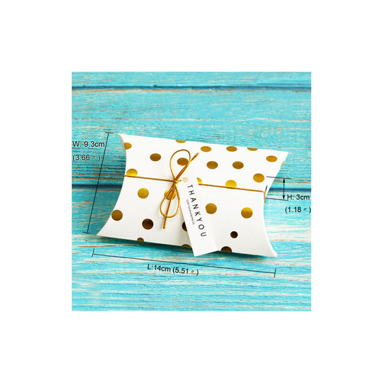 Thsinde - Pillow Paper Candy Boxes with Thank You Card, Polka Dot Christmas Xmas Party Gift Boxes, Sweet Wedding Favour Boxes, Creative Paper Treat