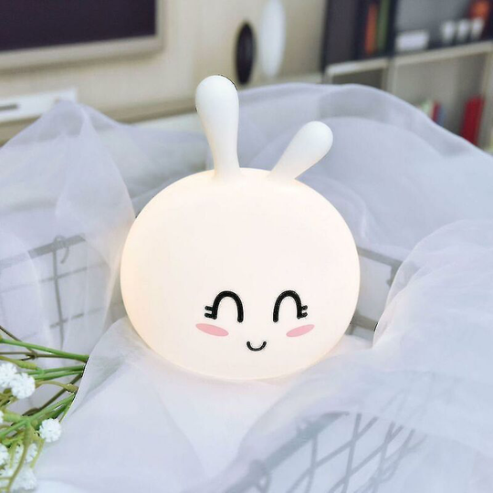 Hmwy-rabbit Silicone Pat Night Light Lamp Usb Induction Bedside Led Charging Small Night Lamp