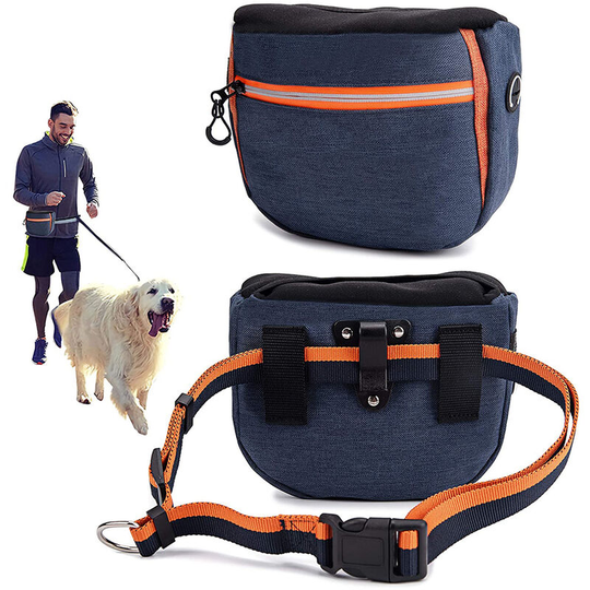 Dog Treat Pouch Bag for Training, Auto Closing Portable Dogs Walking Bag with Adjustable Belt, Oxford Cloth Pet Training Bag with Poop Bag Dispenser,