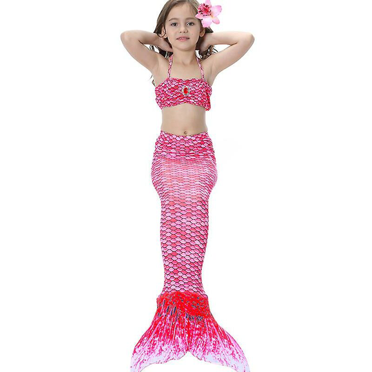 Thsinde - Kids Girls Mermaid Tail Bikini Set Swimwear Swimsuit Swimming Costume Pink 6-7 Years