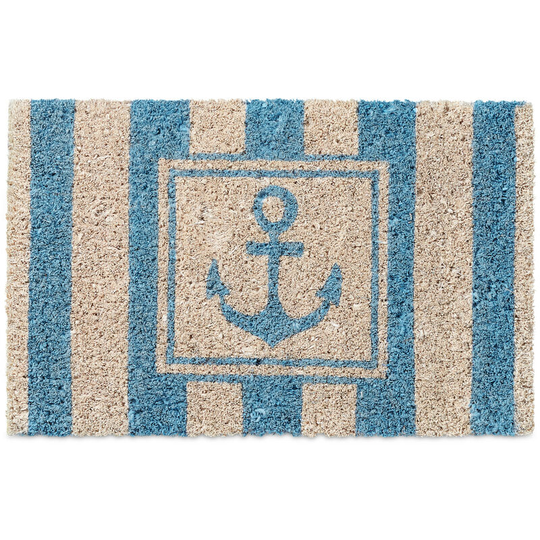 Relaxdays - Kids Childrens Mini Doormat Coir with Anchor Theme as Welcome Mat Anti-Slip Robber Underside 1.5 x 40 x 25 cm, Motif: Anchor