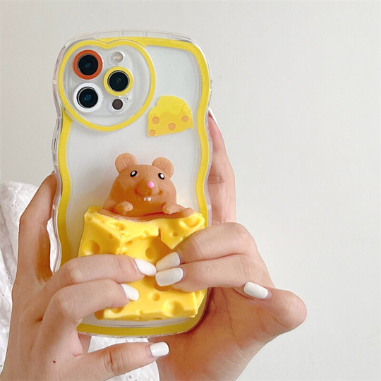 Sun Flowergb - 1PCS Phone Case, For iPhone 12 Three-Dimensional Creative Decompression Mobile Phone Case 3D Funny Cute Soft Silicone Squeeze Cheese