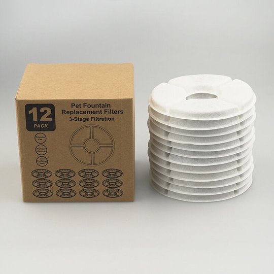 Cat Water Fountain Filter, 12 pcs Round Replacement Water Fountain Filters Dog/Cat Pet Fountain Filter