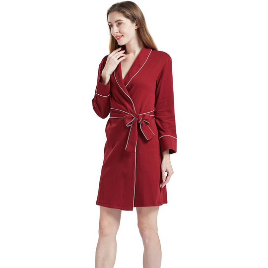 Heguyey - Women's Kimono Robes Women's V-Neck Bathrobe Sleepwear Soft Cotton Loungewear