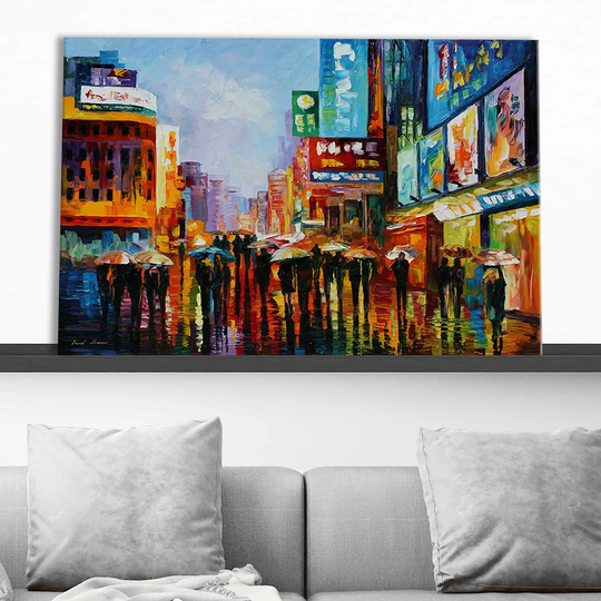 Lights of Downtown by Leonid Afremov - Wrapped Canvas Painting