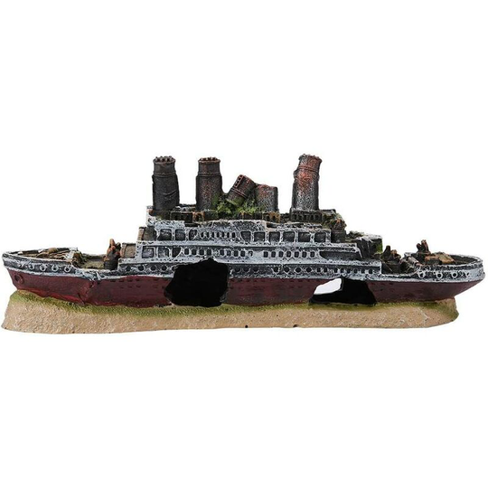 Aquarium Decoration, Titanic Lost Shipwreck Boat Aquarium Decoration Fish Tank Resin Material Wreck Ornaments for Freshwater Aquarium Decorations