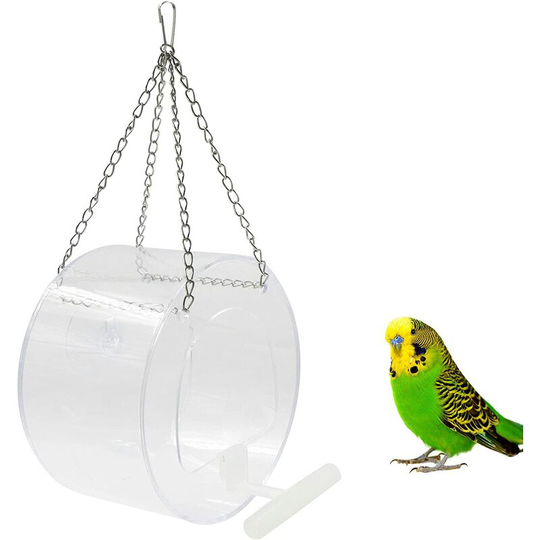 The hanging circular bird feeder can be hung outdoor, balcony, garden, balcony, acrylic