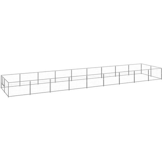 Dog Kennel Silver 18 m² Steel Vidaxl Silver