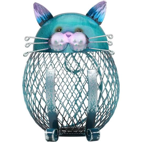 Sun Flowergb - Kitten Piggy Bank Kitten Shape Container Metal Cutout Sculpture Unusual Home Decor Gift Birthday Present Kids