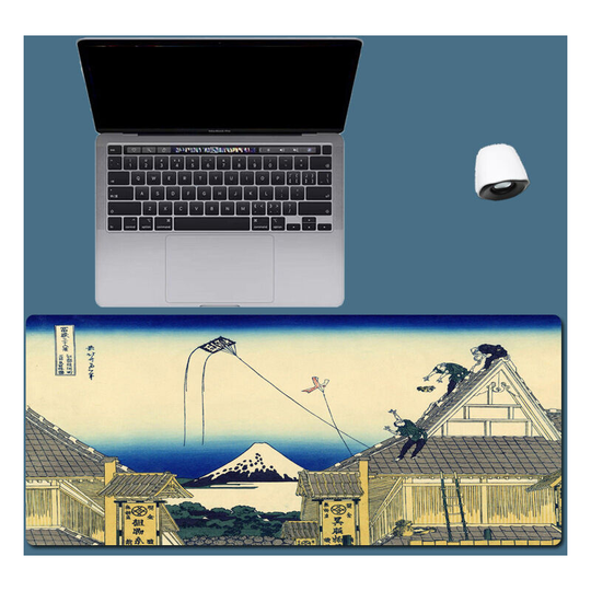 Gaming mouse pad, non-slip rubber base soft fabric mouse pad, Japanese style mouse pad with 27 scenes of Ukiyo-e (Japanese style 19, 300*900*3) - Muff