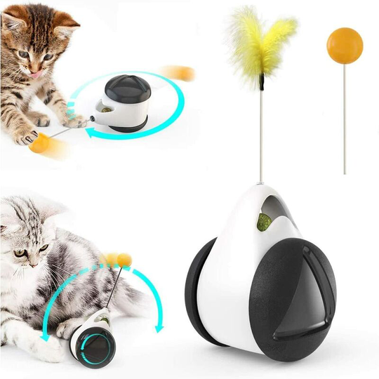 Catnip Toy, Interactive Cat Feather Toys for Indoor Cats Hunting, Self-Balanced Swing Kitten Toys (Black)