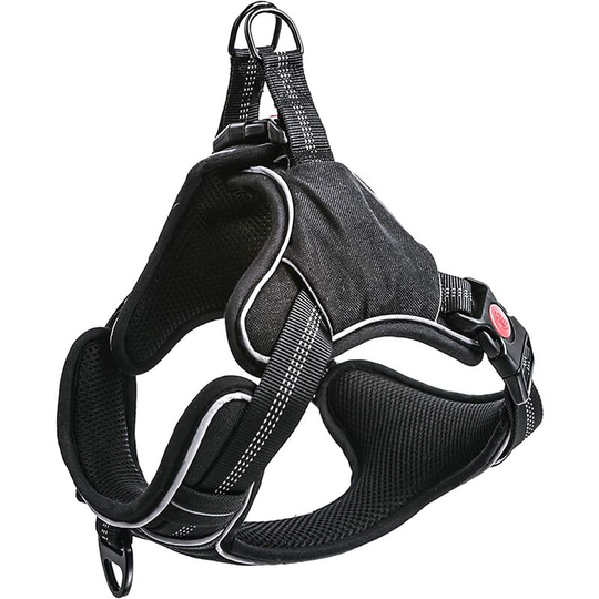 Perle Rare - Dog Harness, Anti-Pull Dog Harness, Adjustable Reflective Safety Dog Harness with Breathable Padding (l, Black)