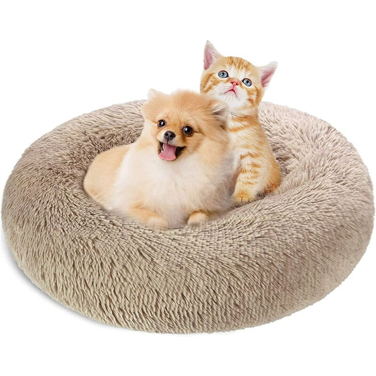 Bearsu - Cat Dogs Bed Bed Baskets Round Luxury 60cm, Washable and Warm Pet Donut Cushion Super Soft and Comfortable for Small Dogs and Cats - Light