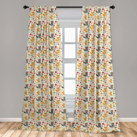 Ahmyiah Raccoon Rabbit and Fox Slot Top Room Darkening Curtains