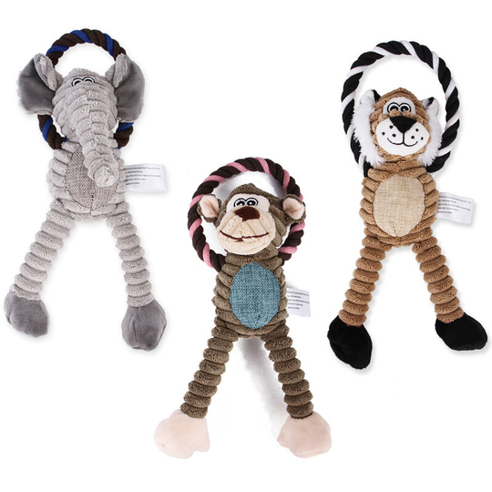 3 pcs pet toys New dog plush chew chew accompany toy vent cartoon monkey lion 31*12cm