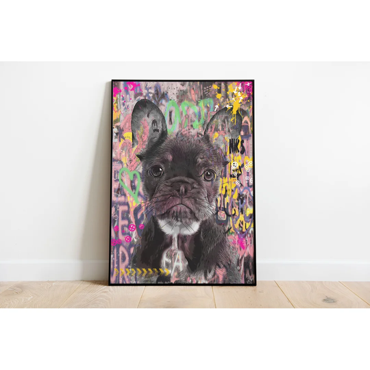 French Bulldog Puppy Pop Graffiti - Graphic Art
