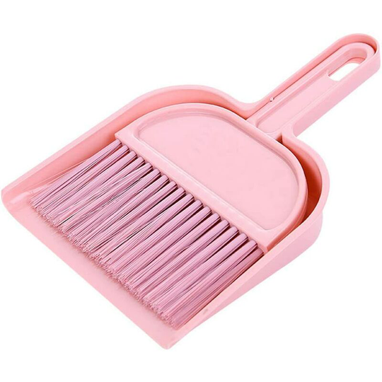 Cage Cleaner Set Mini Dustpan and Brush Set Cleaning Tool for Birds, Rabbits - Pink