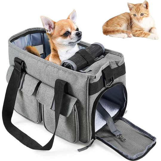 Cat Dog Carrier Bag Kitten Puppy Handbag with Shoulder Strap for Travel Train Car Airplane Portable Carrier with Soft Cushion for Small Pets
