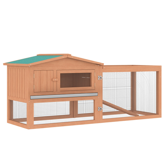 PawHut Wooden Rabbit Hutch Enclosure Run House 2 Tier Large Coop