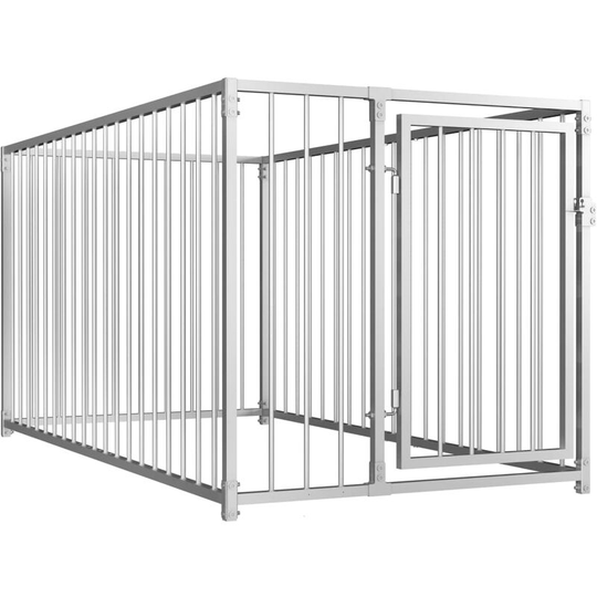 Outdoor Dog Kennel 100x200x100 cm Vidaxl Silver