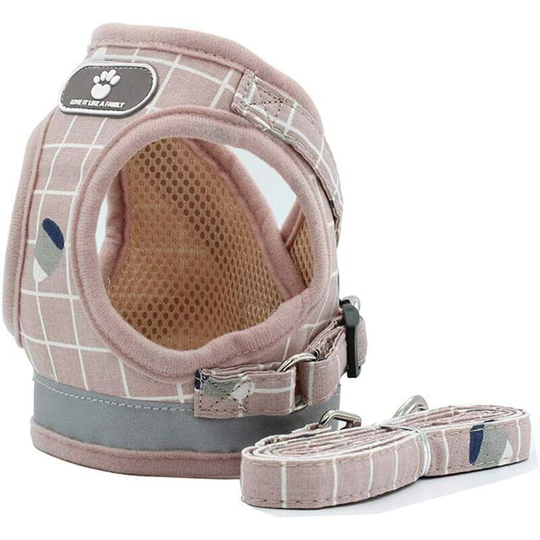 Litzee - Adjustable Harness Padded Reflective Vest Soft Breathable Comfortable Lead for Small Puppy Dog MZ083 (xl, Pink)