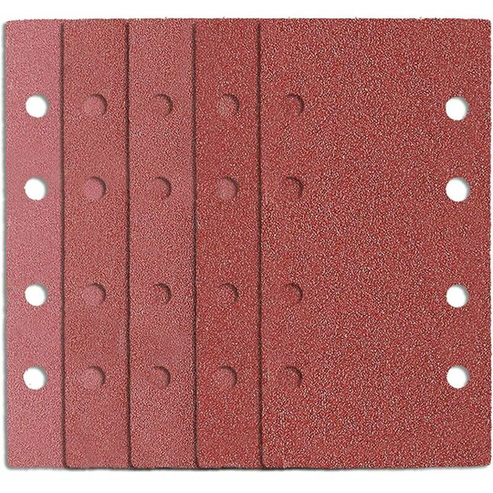 Bearsu - 50 Pieces Rectangular Sander Sandpaper 185 x 93mm, 8 Holes Delta Sanding Sheets for Sanding, 40 60 80 120 180 Grit Aluminum Oxide for