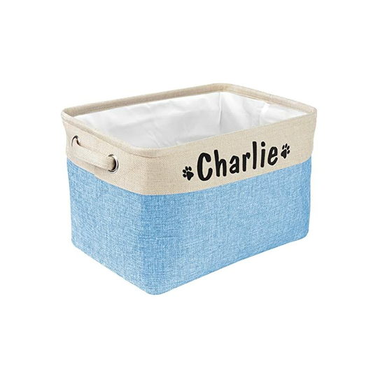 Sun Flowergb - Pet Artist Personalized Collapsible Dog Toy Storage Basket - Rectangular Storage Box for Dog Toys, Coats, Clothes and Accessories,Blue