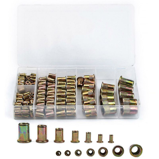 165pccs rivet nuts in boot steel in box M3/4/5/6/8/10/12 combination
