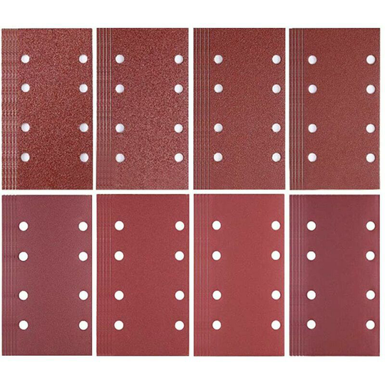 80 Sheets Sandpaper 93 x 185 mm 8 Hole Sandpaper 40/60/80/120/180/240/320/400 Grit for Bosch Sander