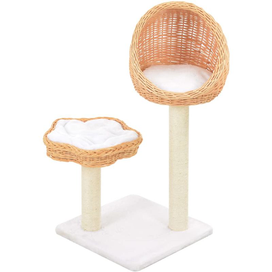 Cat Tree with Sisal Scratching Post Natural Willow Wood VD07281 - Hommoo