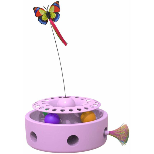 Denuotop - Electric Rotating Cat Toy, with Track Behaviour Management Keep Cats Busy Crazy for Indoor Cats Funny Teaser Toys , Pink