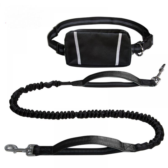 Dog Leash Hands Free Dog Leash Reflective Stitching, Ideal for Running, Jogging and Walking (Black) 130cm