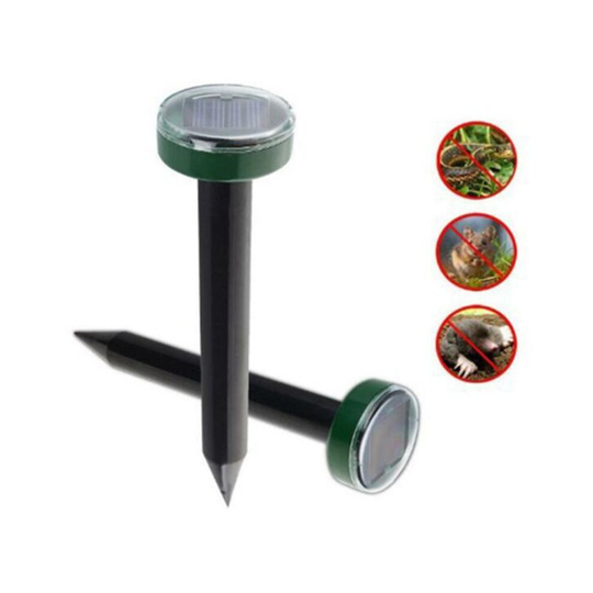 (Round, 4PCS) Mole Rat Repellent Outdoor Solar Ultrasonic Vibration Repeller Spike Pest Deterrent For Lawn Garden Courtyard Farm