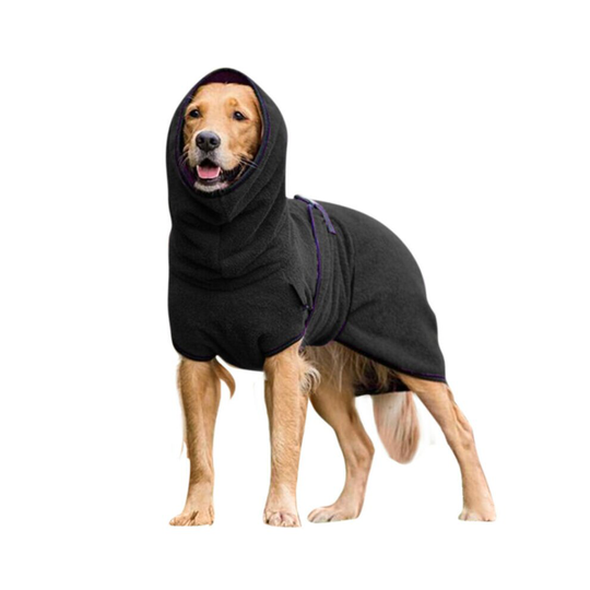 (Black, XL) Pet Dog Towelling Quick Drying Robe Coat Jacket Puppy Apparel Clothes Sleepwear