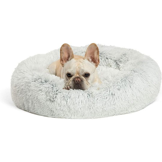 Original Calm Donut Cat and Dog Bed, Shag Frost Small 23x23 Inch