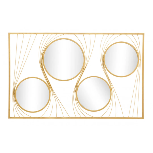Chantilly Round Metal Framed Wall Mounted Accent Mirror Set in Gold