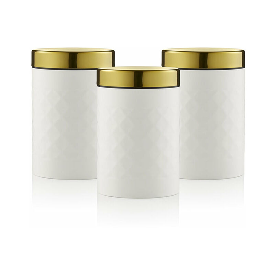 Swan - Gatsby Set of 3 Diamond Canisters - white