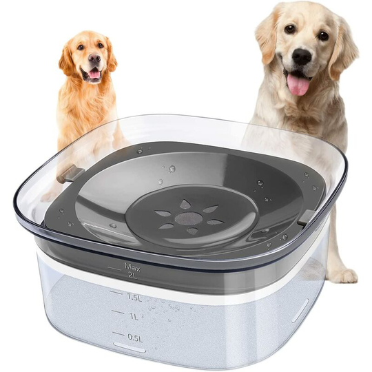 Benobby Kids - Floating Dog Bowl, Cat Bowl, 2L Extra Large Capacity Clear (Visible) Non-Slip Base, Splash Proof Dog Water Bowl, Travel Water Fountain