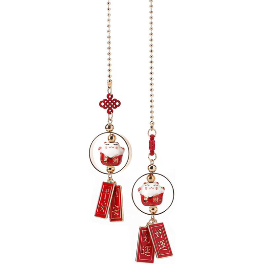 Ilovemilan - Cute Lucky Cat Car Pendant Car Charm Car Mirror Hanging Accessories