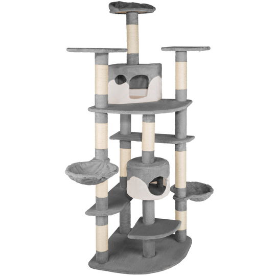 tectake Cat tree Nelly - cat scratching post, cat tower, scratching post - grey/white