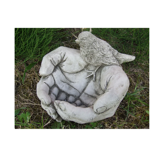 Hendren Bird In Hand Stone Bird Bath