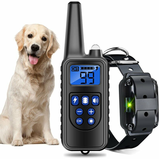 Bearsu - Rechargeable and Waterproof Dog Training Collar with 800m Distance, Electric Shock, Sound black