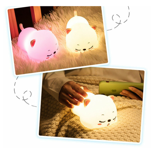 Ilovemilan - Cat Night Light for Kids, 7 Color Kids Night Light Baby Night Light, Nursery Portable Cat Cute Lamp Kids Lamp, usb Charging Toddler