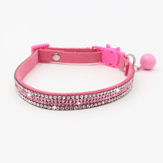 Sun Flowergb - Bling Diamond Breakaway Basic Adjustable Cat Collar with Bell for Kitten Girl Boy Small Medium Dog Collar Safety Buckle Cat Collar Pet