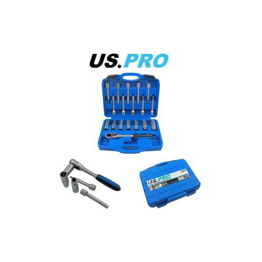 Tools 18pc Shock Absorber Strut Nut Go-thru Socket Set & Ratchet 6219 - Us Pro