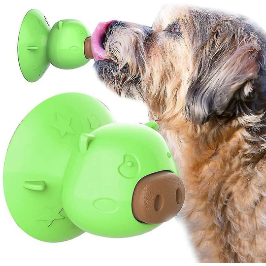 Thsidne Dog Lick Toy Pets Teeth Cleaning Chew Toy Slow Feeder With Suction Cup Bathing Molar Plate Green