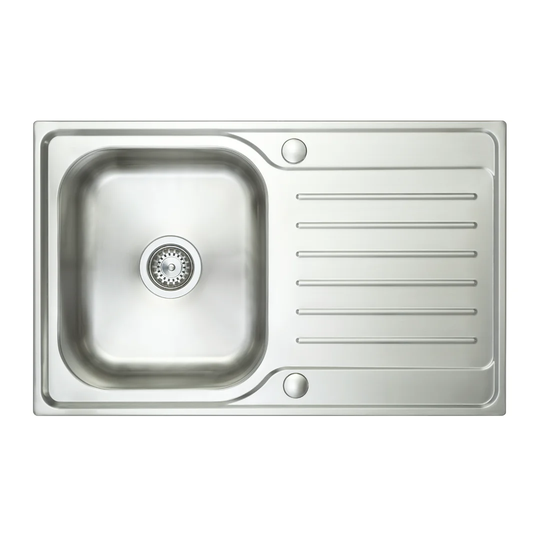 80cm x 50cm Compact Single Bowl and Drainer Kitchen Sink